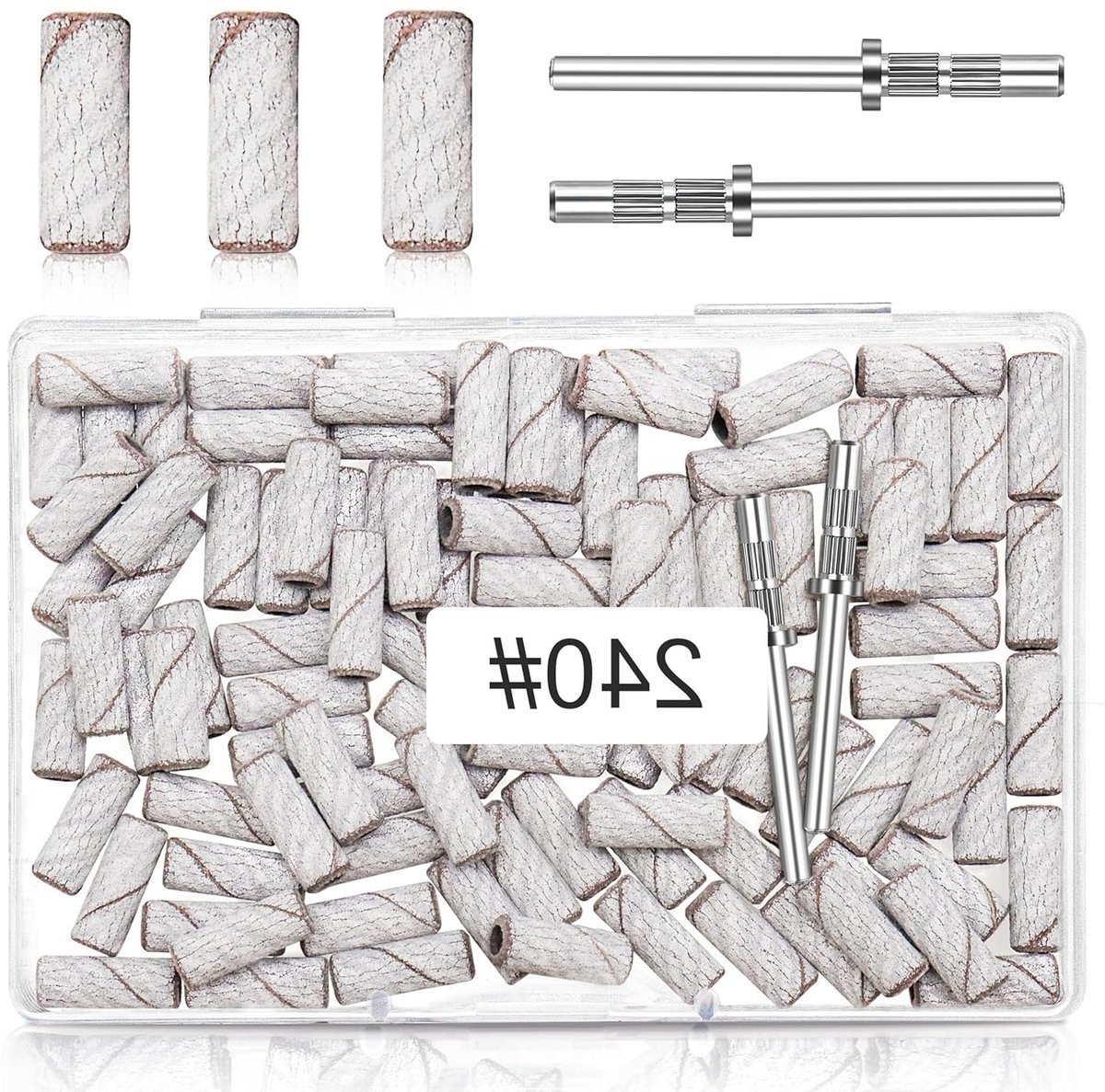 240 Grit Kleine Schuurbandjes voor Nageldrills - 100 Stuks Mini Schuurbanden voor Natuurlijke Nagels, Fijne Grit voor Manicure en Nagelsalon, Perfect voor Nagelverzorging en Polijsten