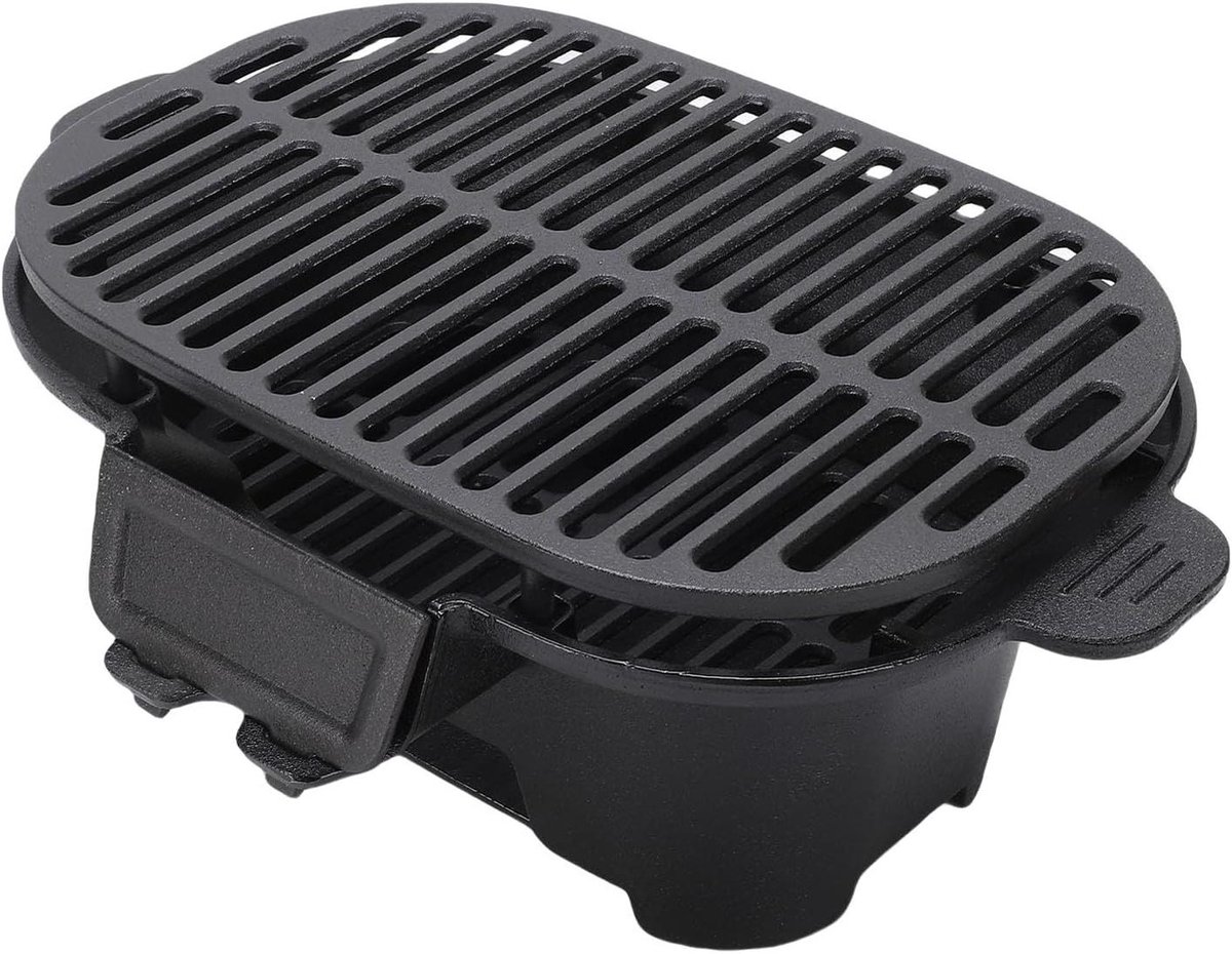 Houtskool Grill - Mini Grill - Buiten Koken - Gietijzeren Constructie - Draagbaar - Zwart