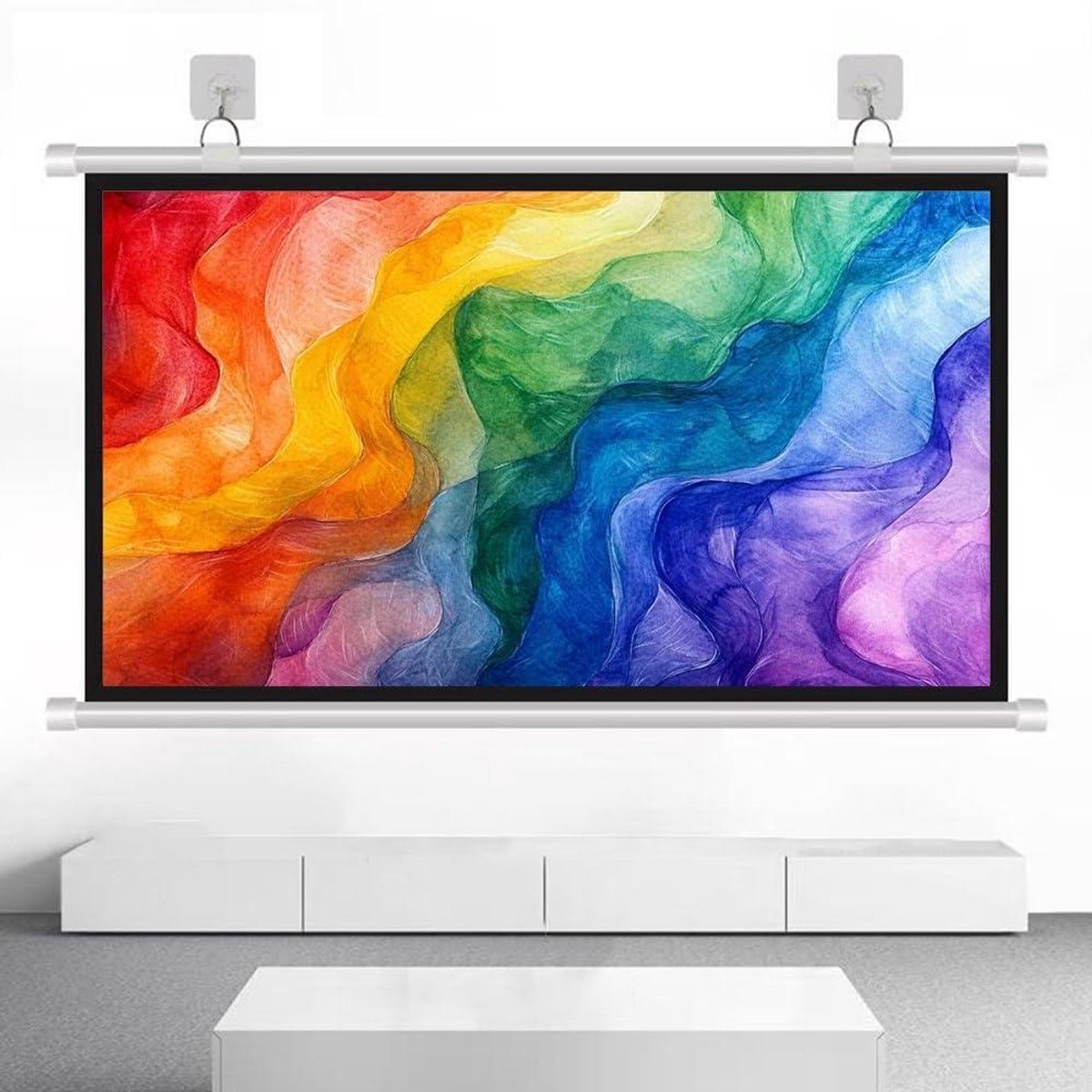 Projectiescherm Handmatig Uittrekbaar - Filmscherm Muur - Thuis Bioscoop - Oogvriendelijk Ontwerp - 50 inch 4:3 - Wit