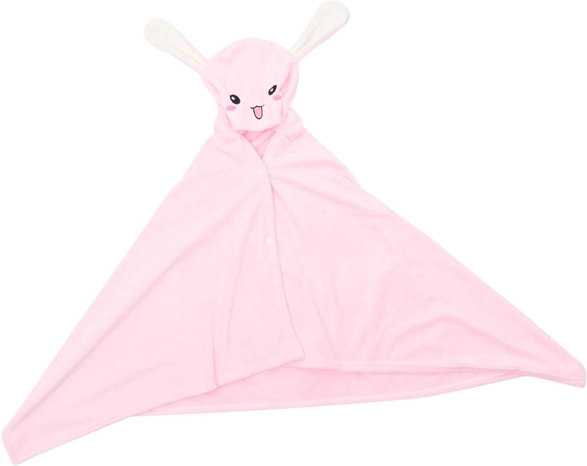 Badjas met capuchon - Kinderbadjas peuter - Na het badderen - Zacht koraal fleece - 140x70cm - Roze