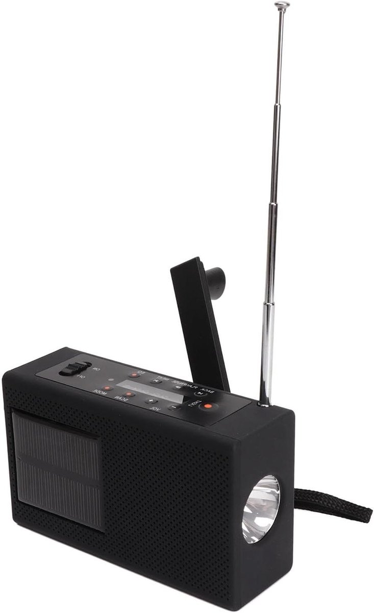 Noodradio - Draagbare Radio - Noodsituaties - Oplaadbaar via Zonnekracht - 15 x 9 x 6 cm - Zwart