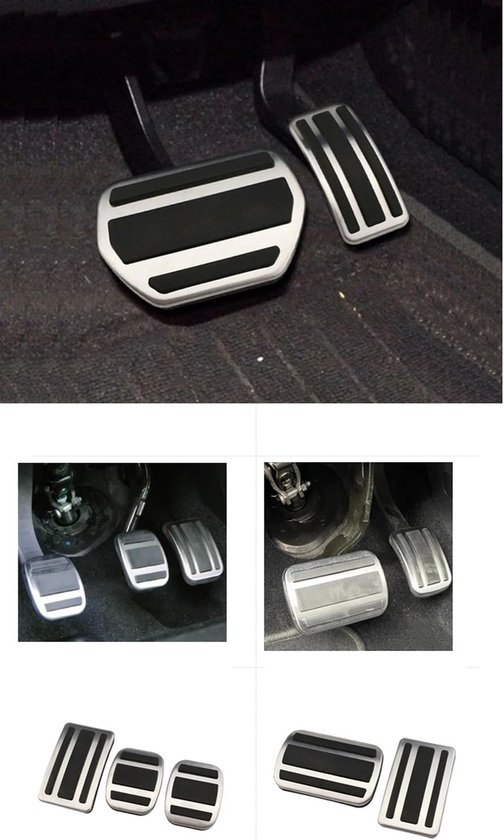 Pedaalhoezen Auto - Voetpedalen Antislip - Veiliger Rijden - Vergroot Pedaal Oppervlak - AT/MT Sets - Zilver Zwart — afbeelding 3