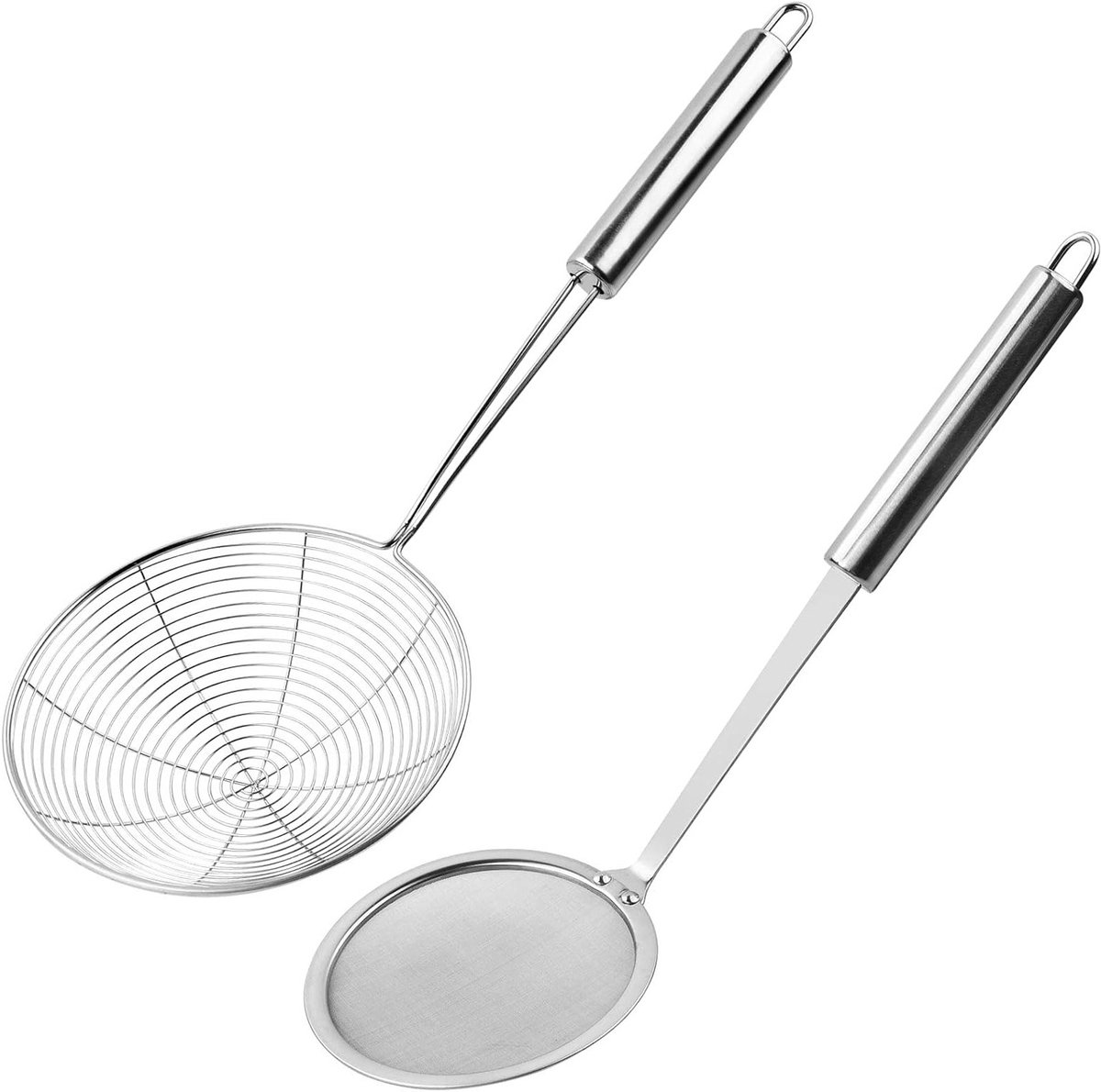 Set van 2 RVS Schuimlepels met Lange Handgreep voor Koken, Frituren en Pasta Bereiden