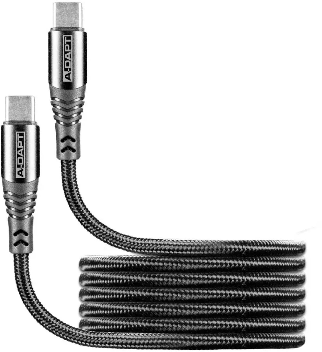 A-DAPT® USB-C naar USB-C kabel 2m - PD 60W snelladen - 480Mbps dataoverdracht - Zwart