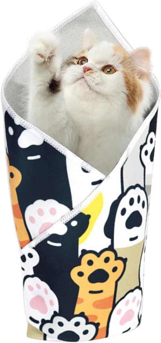 Zelfklevende Kattenwikkel - Katten Swaddle - Veilige Verzorging - Tijdbesparend Ontwerp - 50x50 cm - Grijs