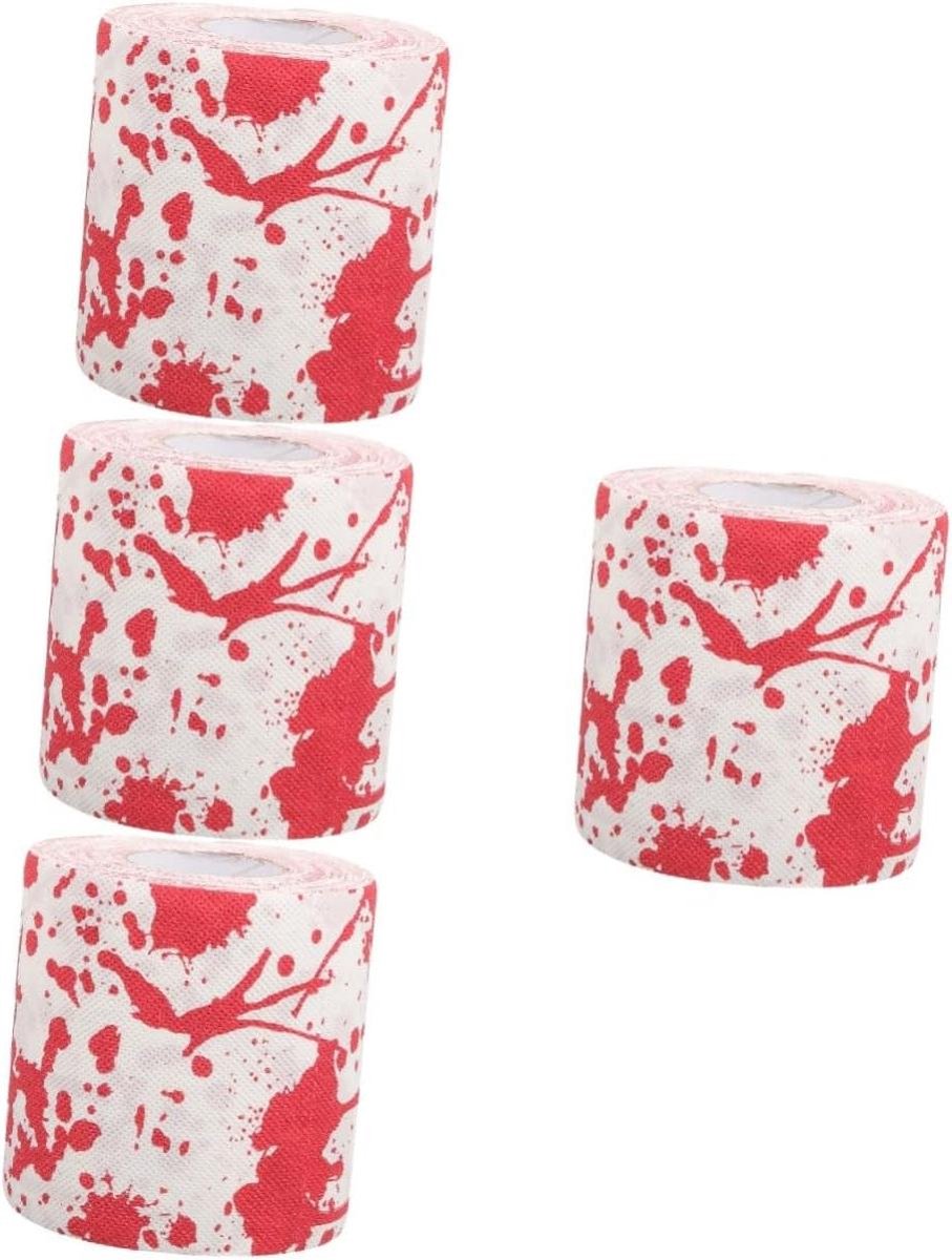 Toiletpapier Halloween - Papieren Handdoek Rollen - Feestdecoratie - Bloedvlekken Patroon - 4 Rollen - Rood