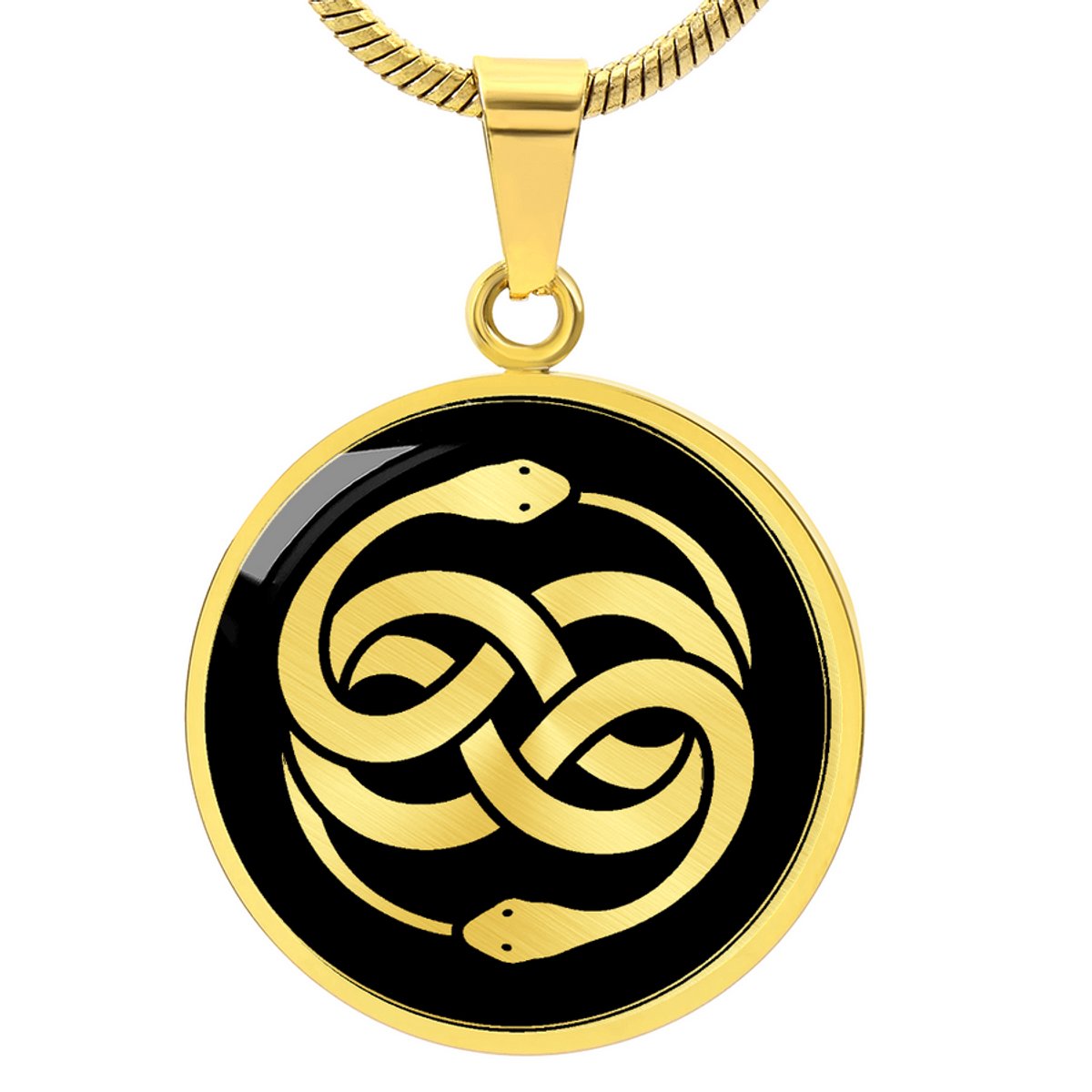 Symbolic Gifts - Snake Ketting Goud Kleurig Waterproof Infinite Serpent Hanger - Premium Stainless Steel - Sieraad Cadeau - Verstelbaar 45 - 56 cm