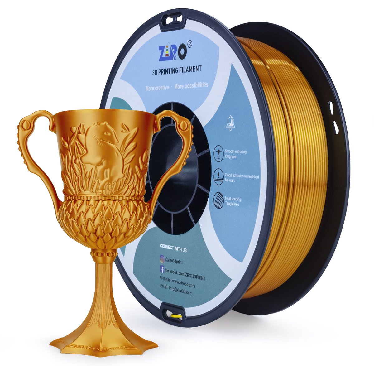 ZIRO Silky PLA 1.75mm – Red Copper – 1KG – Metallic Glans 3D Printer Filament