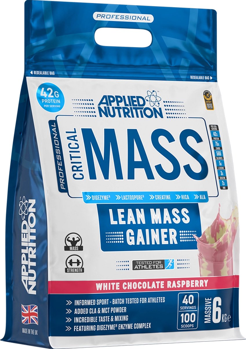 Mass Gainer - CRITICAL MASS 6000g Applied Nutrition - - WHITE CHOCOLATE & RASPBERRY