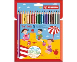 STABILO Trio Thick - Ergonomisch Kleurpotlood - Met Extra Dikke Kern 4,2 mm - Etui Met 18 Kleuren