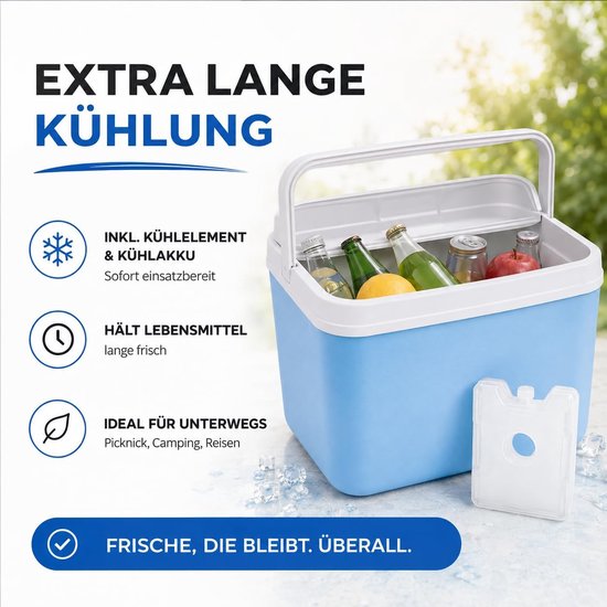 Koelbox - Koeltas Thermobox - Buitenactiviteiten - Inclusief koelelement - 15 liter - Blauw — afbeelding 2