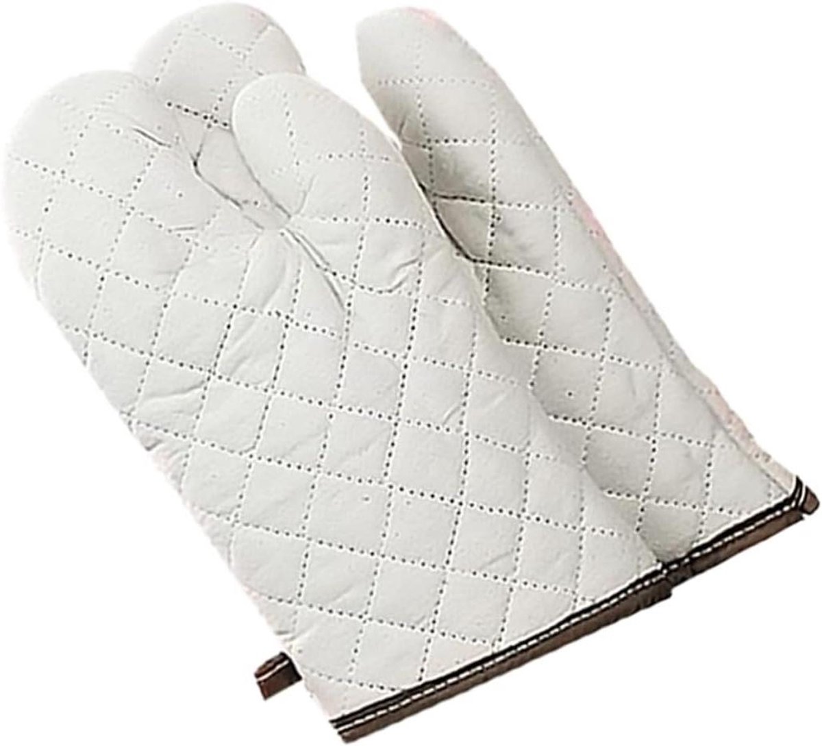 Isolerende Handschoenen - Ovenwanten Grillwanten - Hitte Beschermen - Verdikt Katoen - 36x19 cm - Wit