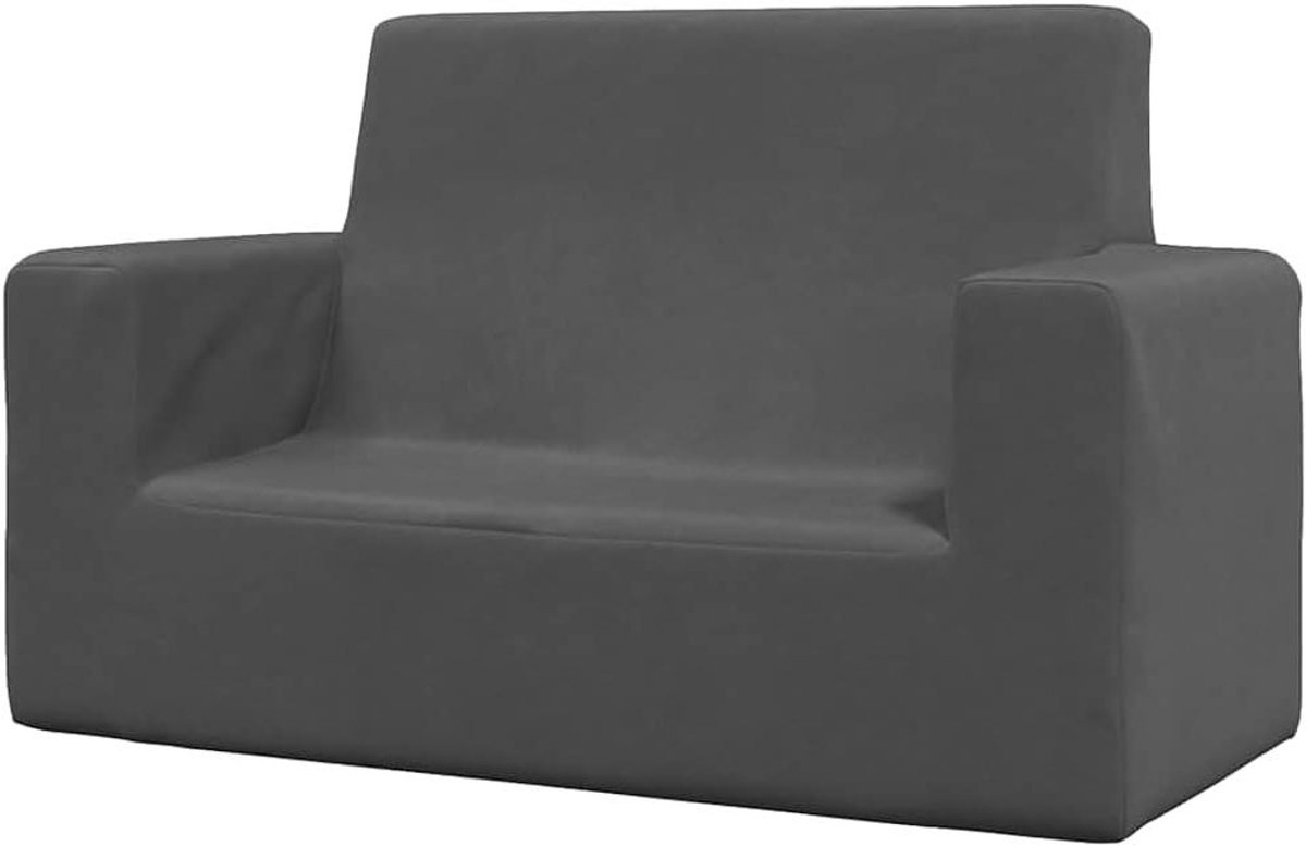 Kinderbank 2-zits - Kindermeubel - Ontspannen en Spelen - Wasbare Overtrek - 84 x 38 x 50 cm - Antraciet