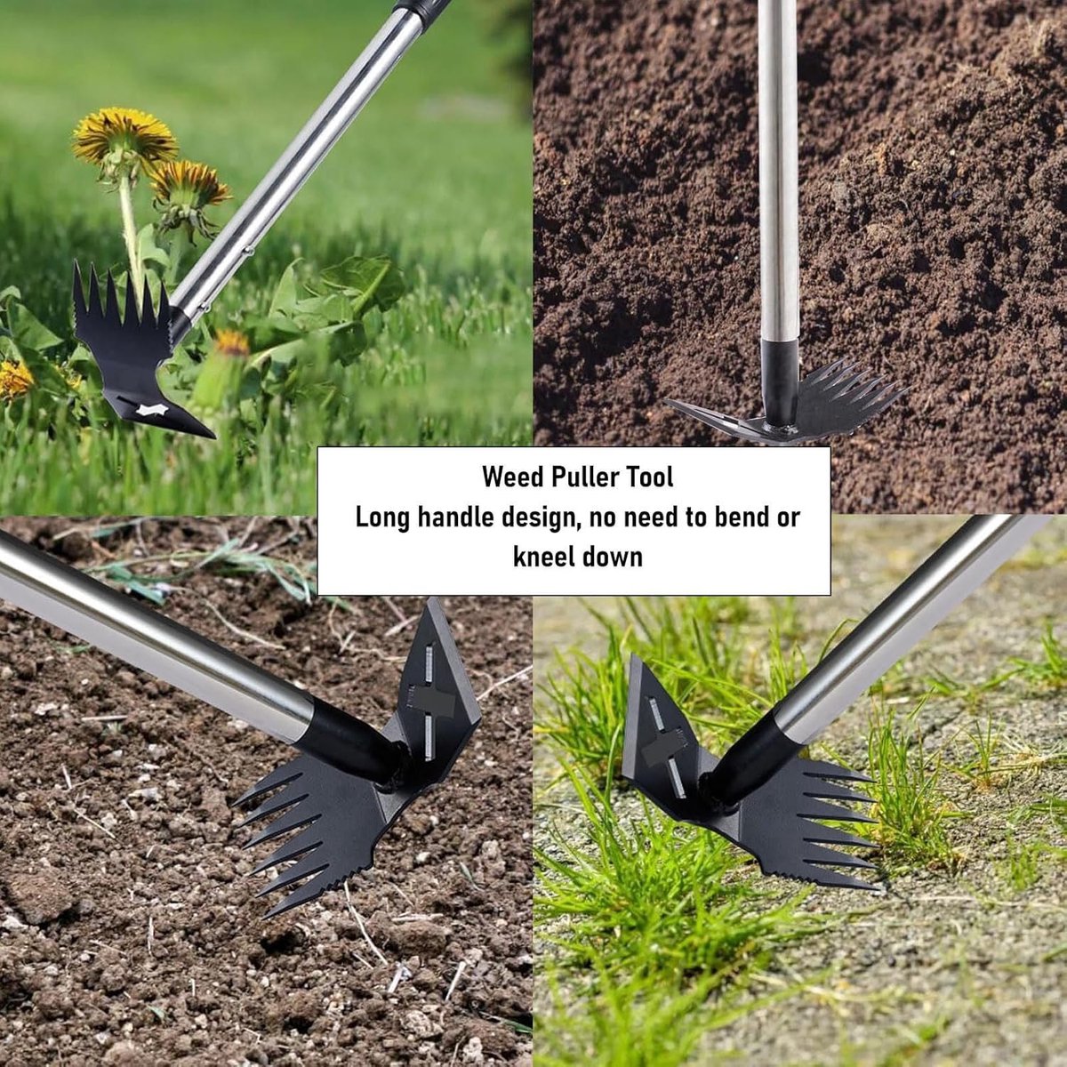 Onkruid Wier Uithalen - Tuin Hulp - Onkruid Vrij Maken - Lange Steel - 113.5 cm - Grijs