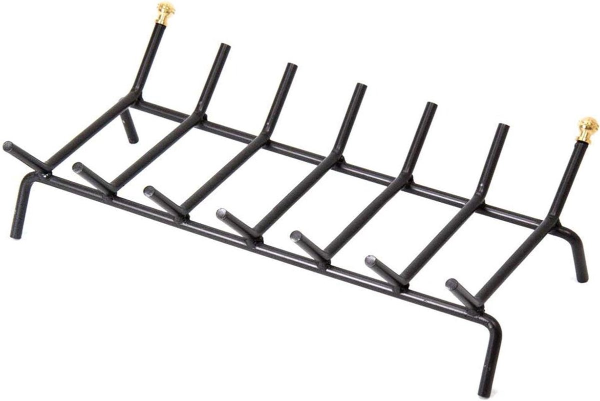 Houtbrander Open Haard - Haardhout Rek - Haardhout Opslag - Gepoedercoat Gietijzer - 52 x 34 x 16 cm - Zwart