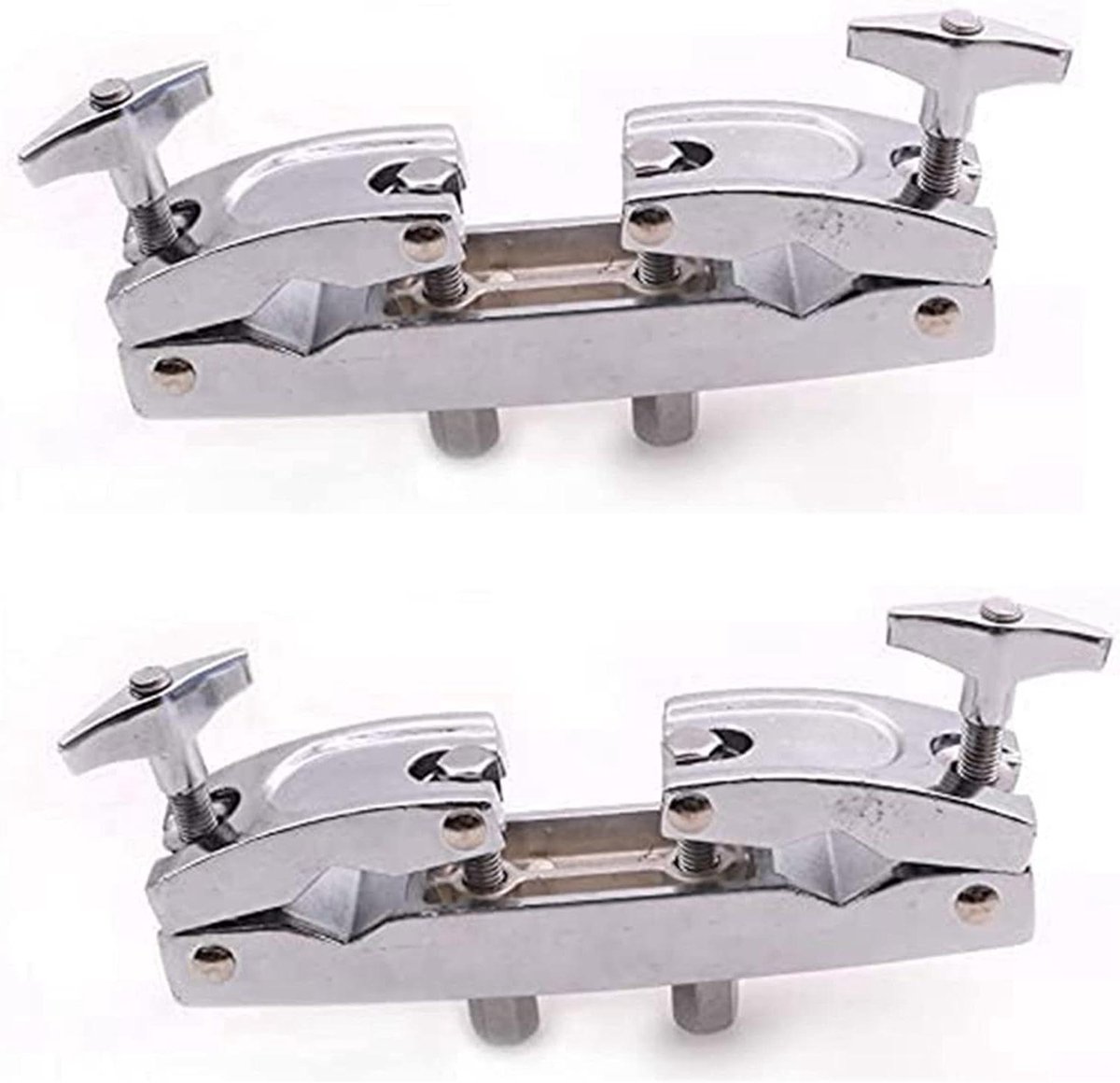 Drum Klem - Bekkenhouder - Muziek Maken - Dubbele Klemassemblage - 17 x 6 x 3 cm - Zilver