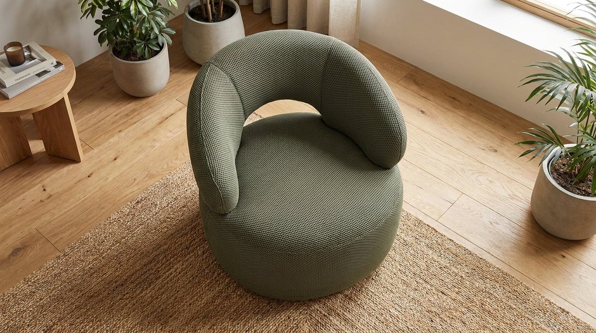 Fauteuil – House&Garden Hunter Breeze Design Fauteuil 82x81x73 cm – Luxe Geweven Lounge Stoel – Comfortabele 1-Zits Fauteuil – Ademende Breathe Stof – Hotel Chique & Project Fauteuil – Industrieel Design Stoel
