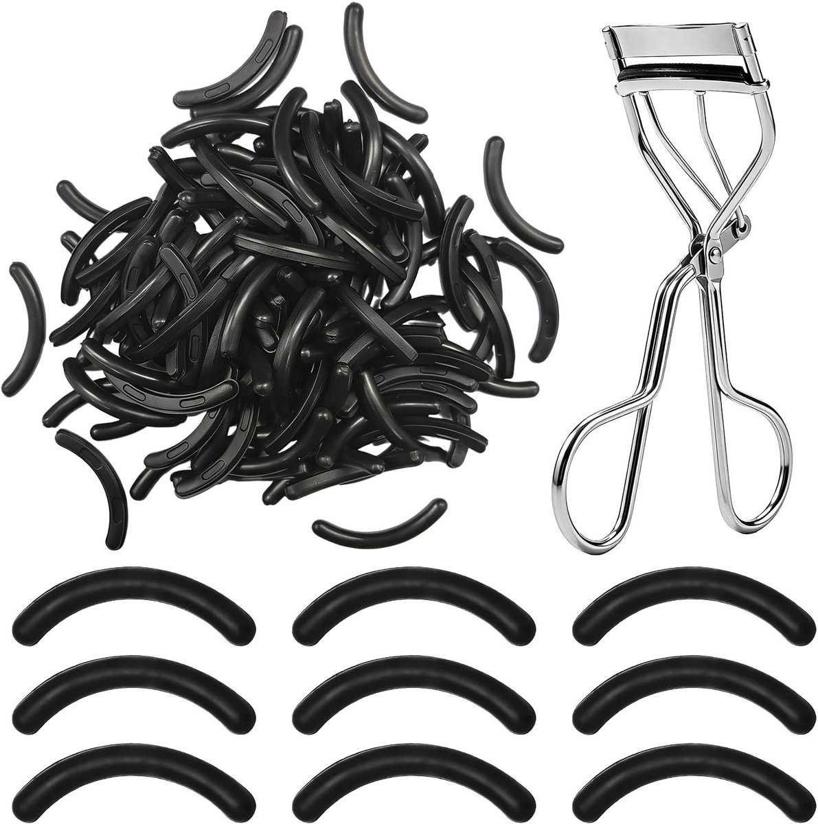 Wimperkruller Navulling - 100 Stuks Zachte Silicone Vervangingskussentjes voor Perfecte Wimperkrulling en Comfortabel Gebruik (Zwart)