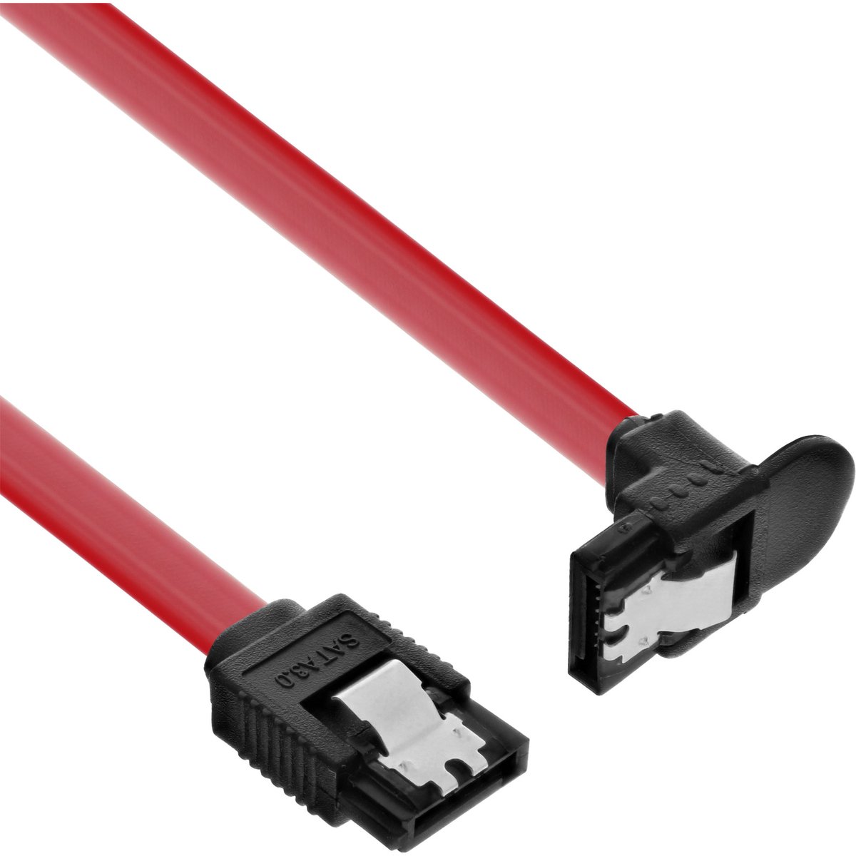 InLine® SATA 6Gb/s kabel, met kabelschoen, haaks, 0,75m