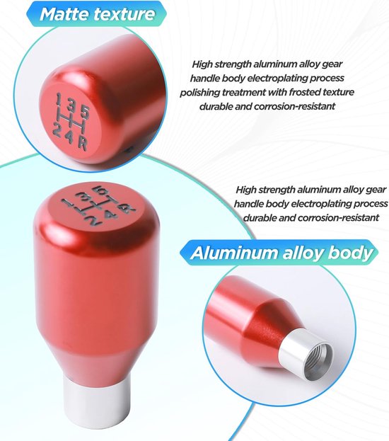 Versnellingspook - Pookknop Auto - Auto Interieur Tuning - Universele Adapter - 10x10mm - Rood — afbeelding 2