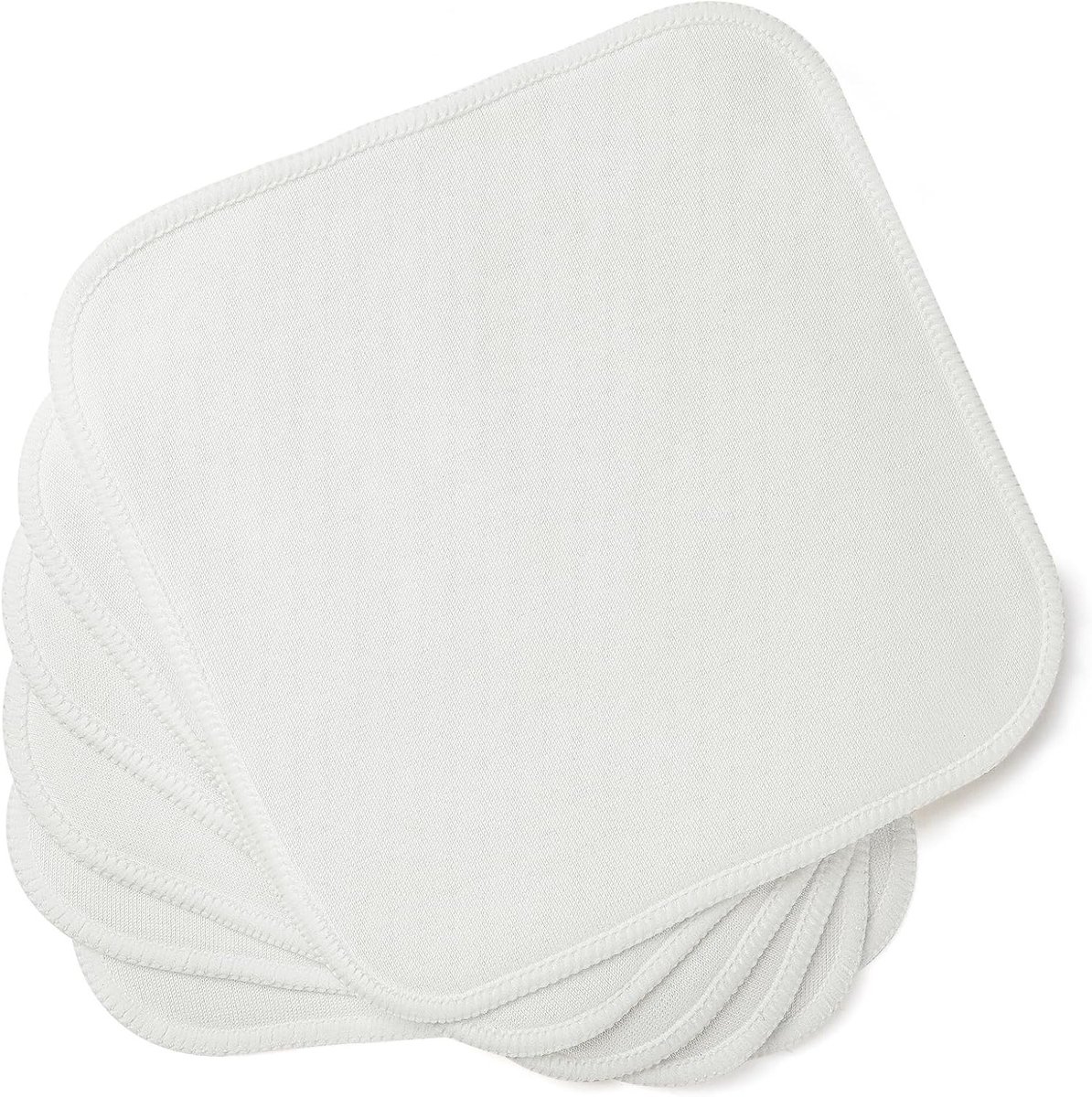 Set van 6 Wasbare Katoenen Washandjes voor Huidverzorging, Make-up en Schoonmaakdoeken in Wit