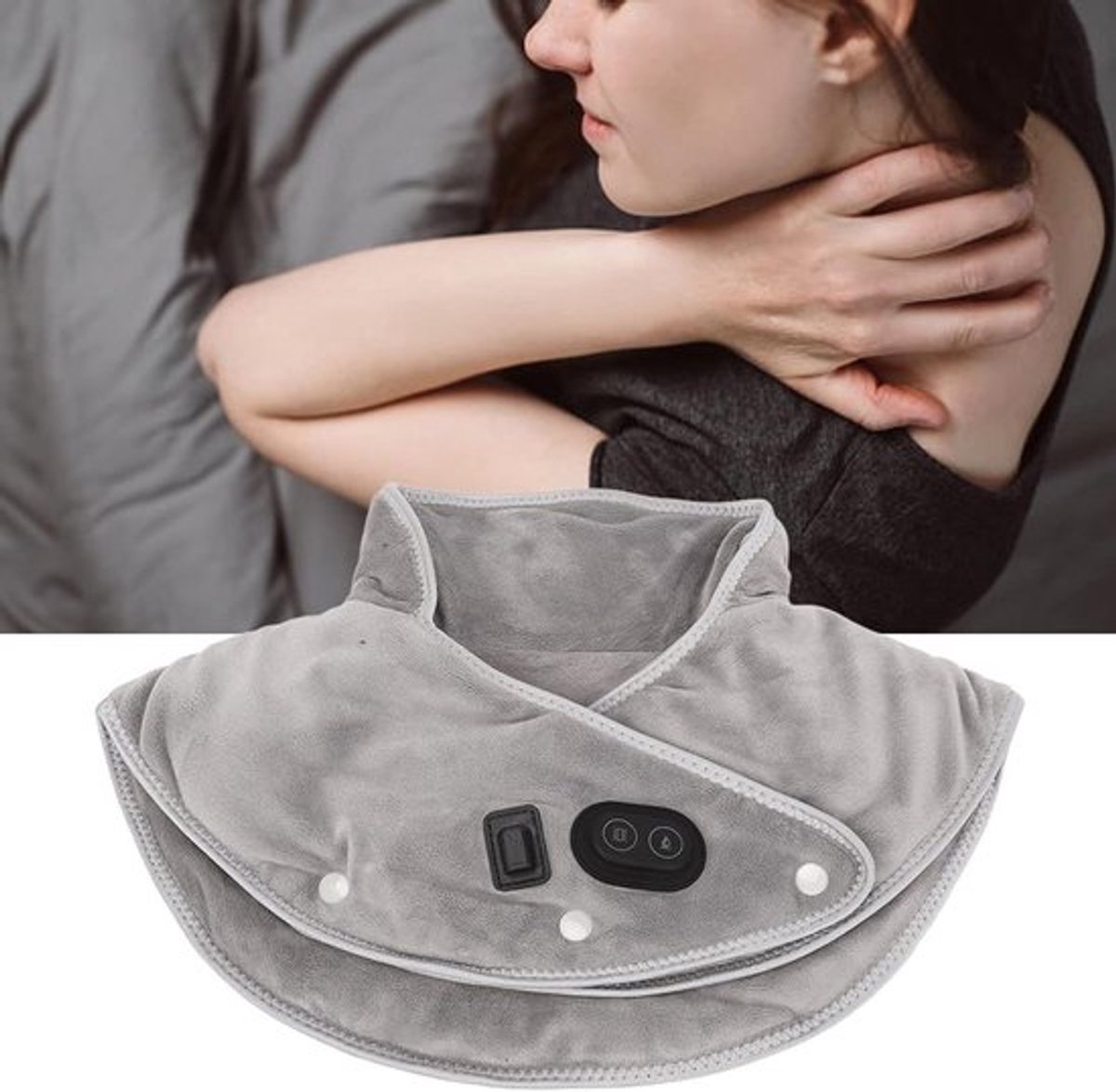 Elektrisch Verwarmde Nekschouderomslag met Vibratiemassage - Thermische Nekbrace