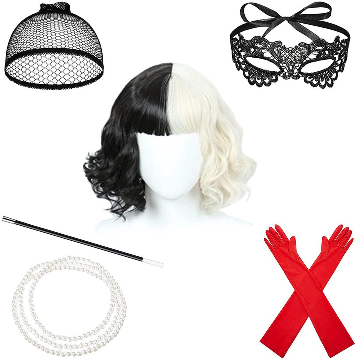 Young Wolf 6-delig Dames Rollenspel Kostuum met Perücke, Masker en Accessoires