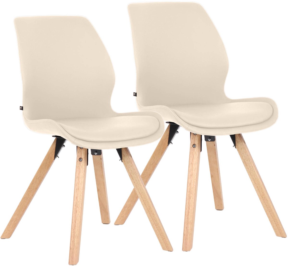 CLP Luna Set van 2 Eetkamerstoel - Modern - Rugleuning - 136 kg - Kunstleer/creme