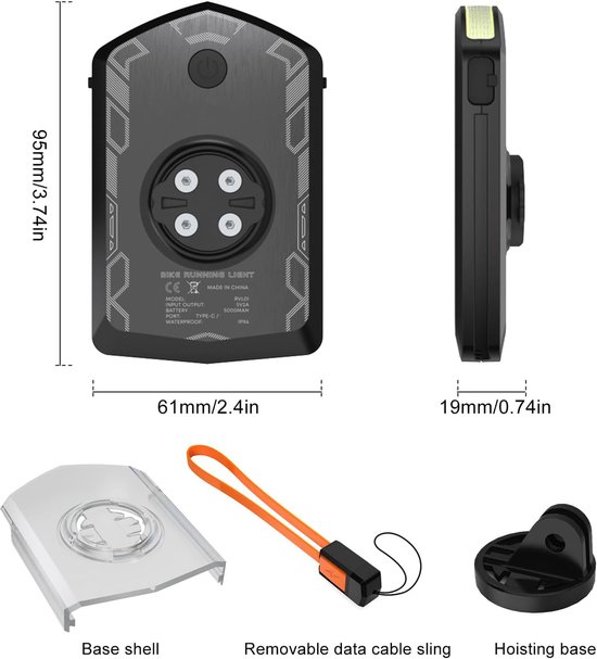VHV - Fiets telefoonhouder met lamp - USB fiets voorlicht - LED koplamp met houder 5000 mAh 4 standen IPX6 - voor navigatie, woon-werkverkeer en fietsen — afbeelding 5