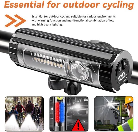 VHV - Fietsverlichting USB-C Oplaadbaar - LED Koplamp Fiets voor Nacht Rijden - magnetische montage - voor Mountainbike, Racefiets, Stadsfiets, E-bike en Woon-Werkverkeer — afbeelding 3