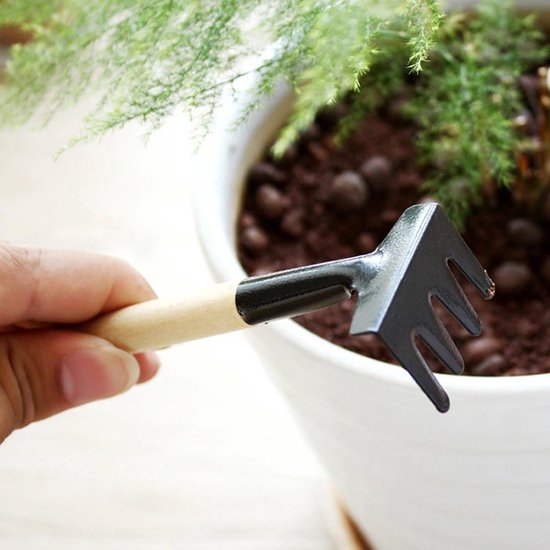 Mini Tuin Gereedschap Set - Miniatuur Tuin Set - Decoratie en Spel - 3-delig met Harkje — afbeelding 2
