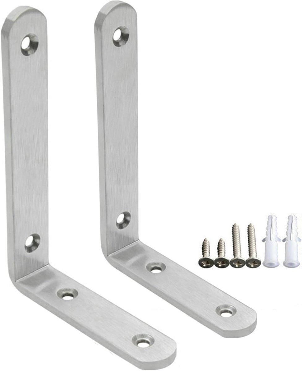 Zwevende Plankhouders - Wandhouders Steunen - Opbergruimte Creëren - Roestvrij Staal - 250mm - Zilver