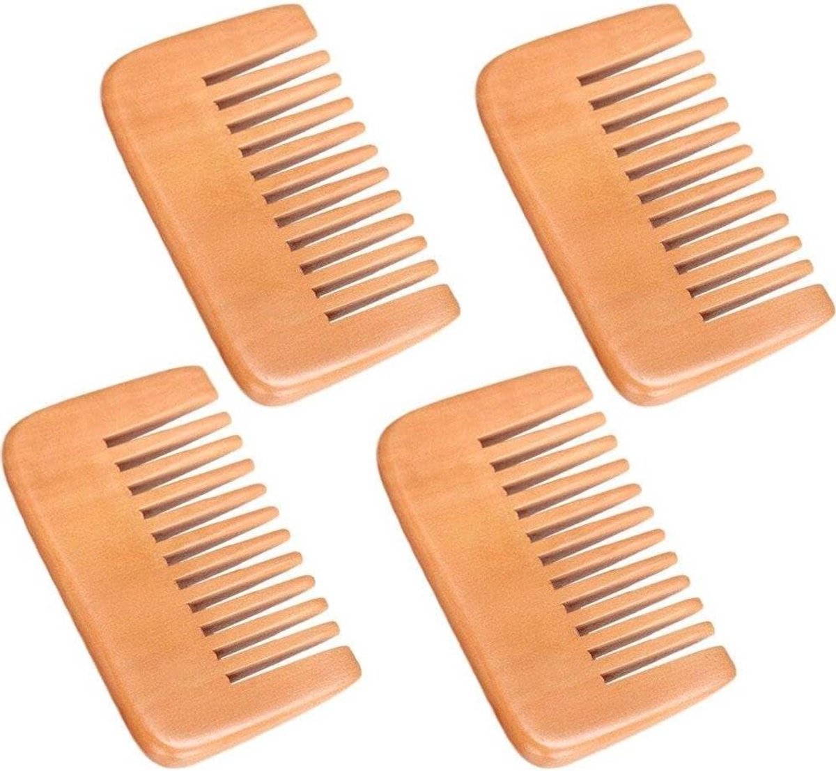 Houten Haar Kam - Ontklitter Kam - Dagelijkse Haarverzorging - Brede Tanden - 9 cm - Houtkleur