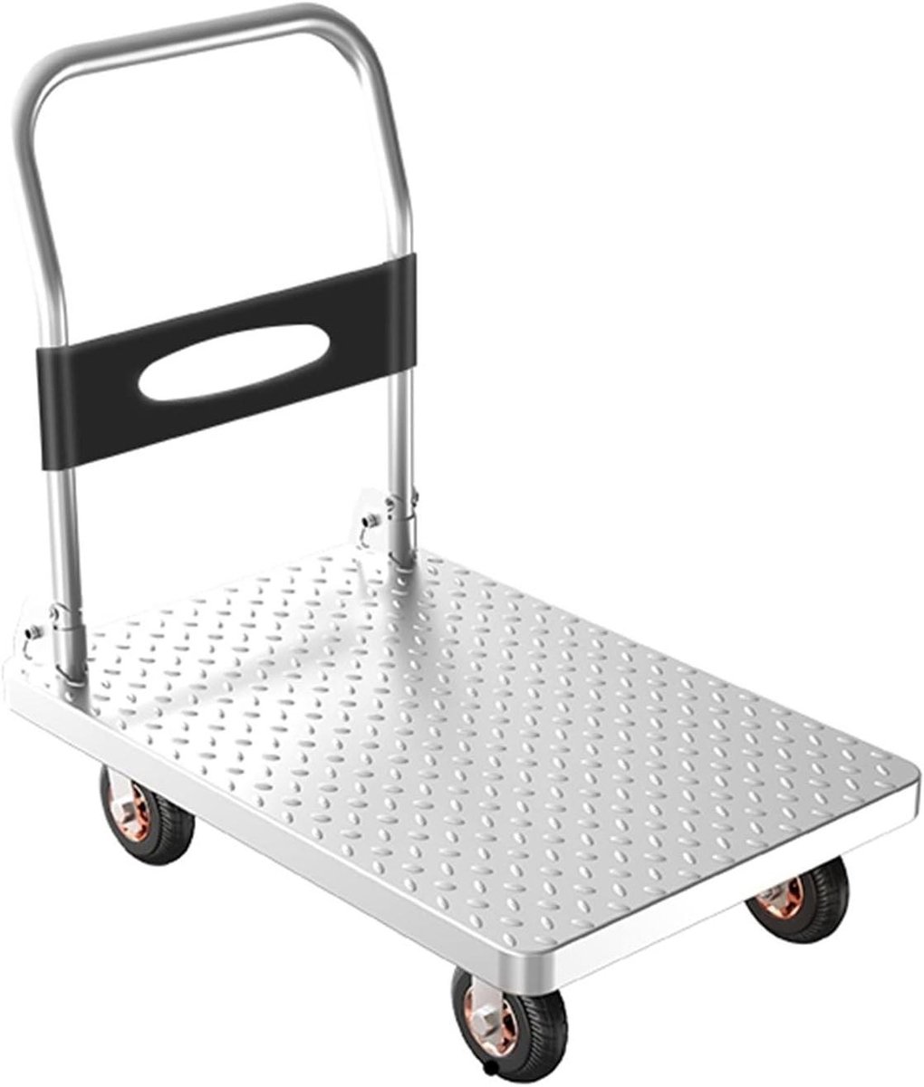 Opvouwbare duwwagen - Platformwagen steekwagen - Materiaal verplaatsen - 360 graden draaibare wielen - 70 x 45 cm - Grijs