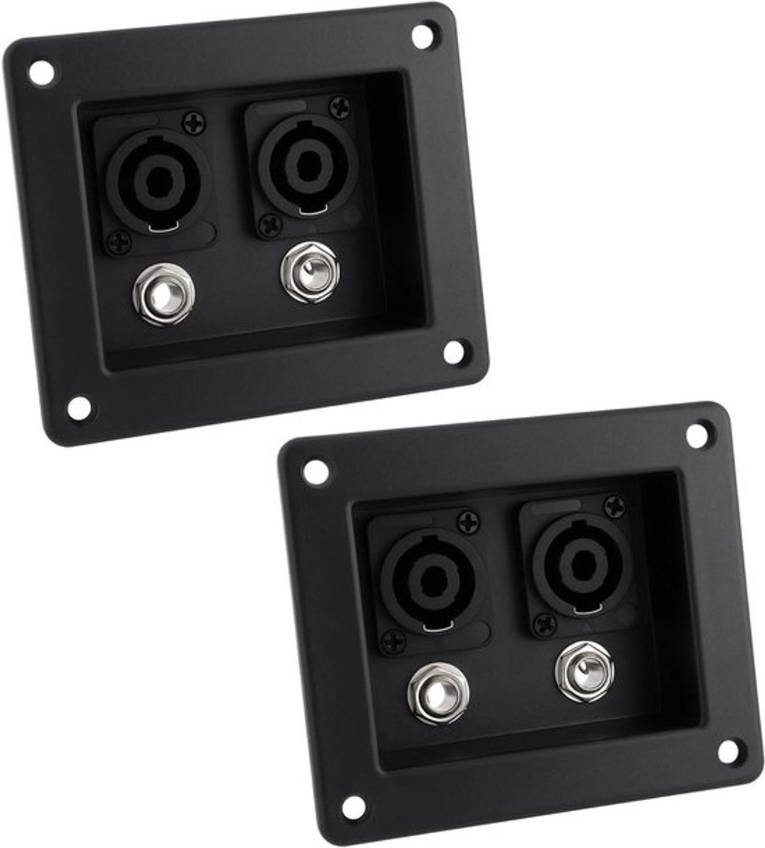Audio Dual Speaker Junction Box - Speaker - Dual SpeakON NL4 - 99x84mm - Stage - Dozen - Geschikt voor Audio - Zwart - 2 Stuks - Speakeraansluiting