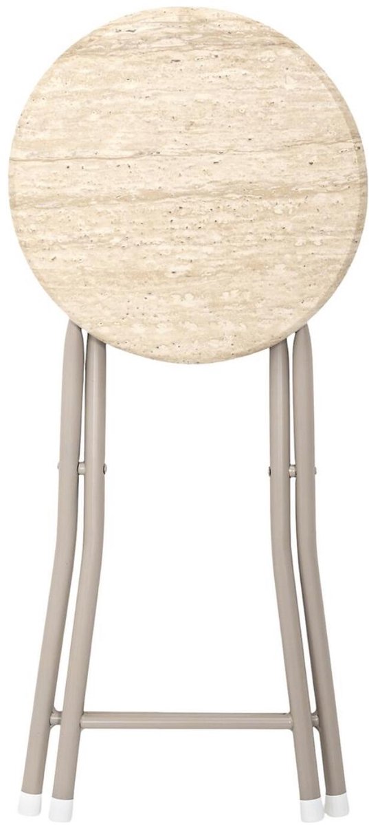Home Deco Factory Bijzettafel camping - hout/metaal - D30 x H45 cm - opvouwbaar/inklapbaar van Home — afbeelding 3