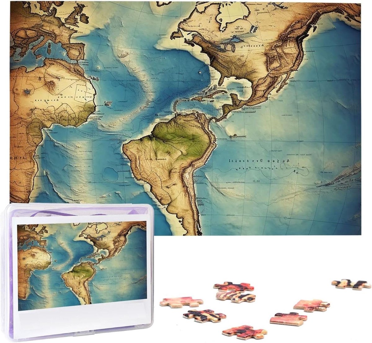 Legpuzzels 1000 stukjes - Wereldkaart puzzel - Ontspanning thuis - Precisie-snijtechniek - 75 x 50 cm - Wereldkaart