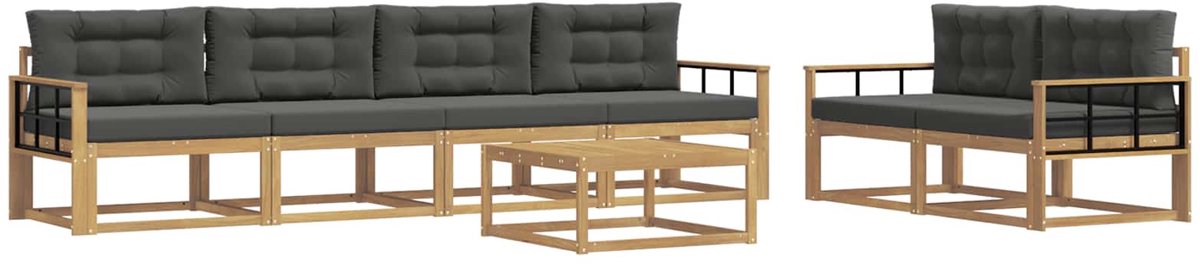 vidaXL Buiten - bank - set - 6 - st - 6-zits - Wit - en - antracietkleurig Wit en antracietkleurig