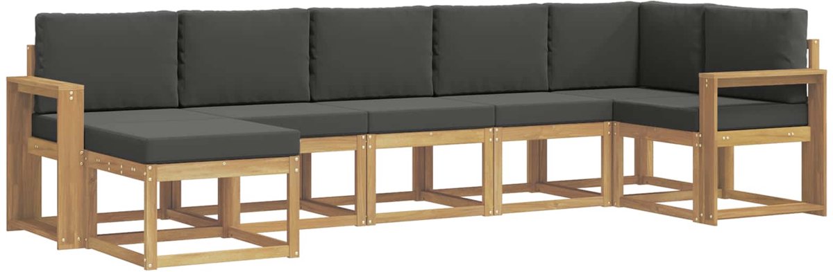 vidaXL Buiten - bank - set - 7 - st - 7-zits - Wit - en - antracietkleurig - Polyester Wit en antracietkleurig