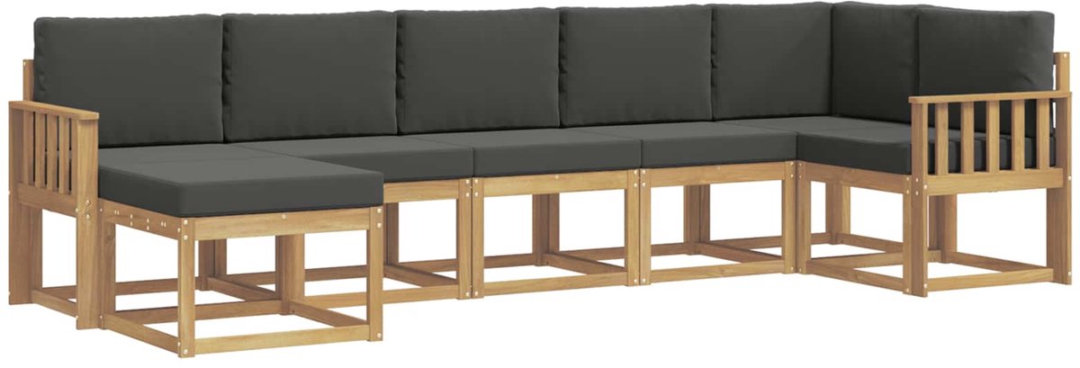 vidaXL Buiten - bank - set - 7 - st - 7-zits - Wit - en - antracietkleurig - Polyester Wit en antracietkleurig