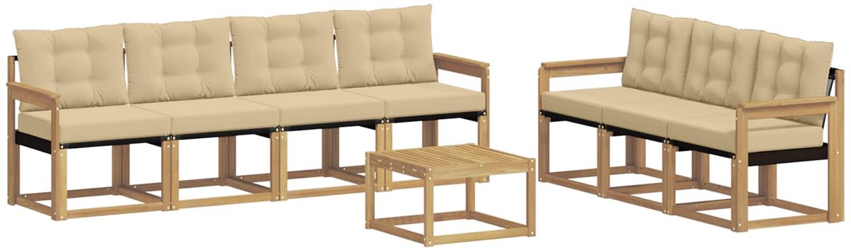 vidaXL Buiten - bank - set - 8 - st - 7-zits - Wit - en - Beige Wit en Beige