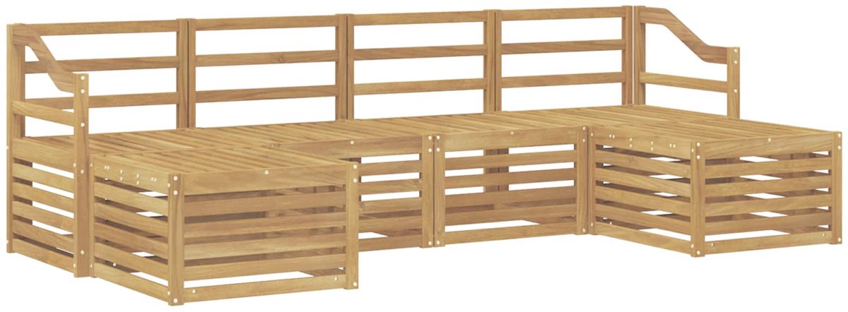 vidaXL Buiten - bank - set - 6 - st - 6-zits - Wit - Massief - Acacia - Hout