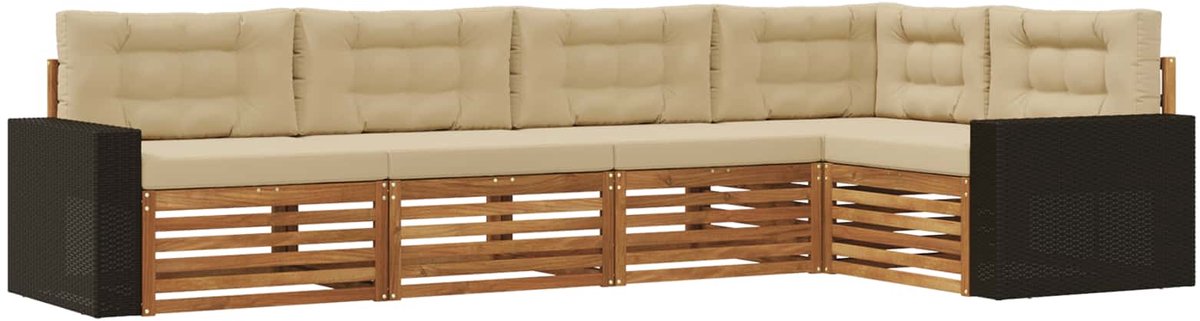 vidaXL Buiten - bank - set - 5 - st - Natuurlijk - en - Beige - Polyester Natuurlijk en beige