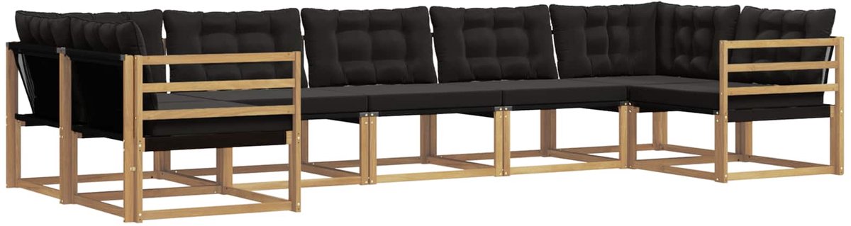 vidaXL Buiten - bank - set - 7 - st - 7-zits - Wit - en - zwart Wit en zwart