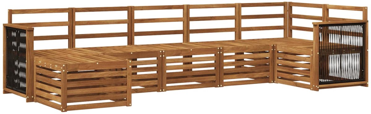 vidaXL Buiten - bank - set - 7 - st - 6-zits - Naturel - Massief - Acacia - Hout
