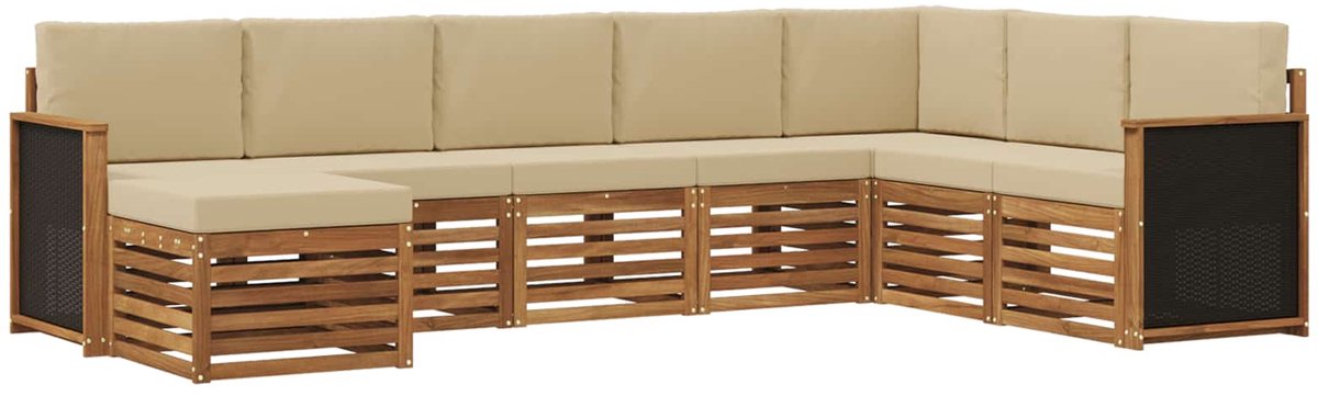 vidaXL Buiten - bank - set - 8 - st - 8-zits - Natuurlijk - en - Beige Natuurlijk en Beige