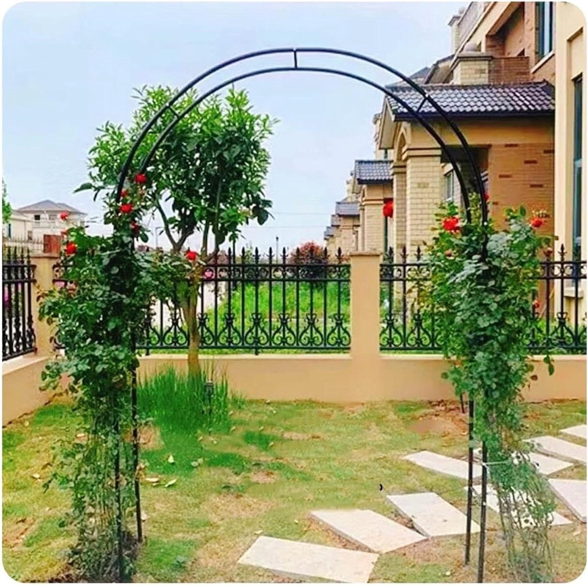Rozenboog Tuinboog - Klimplant Steun - Tuin Decoratie - Roestvrij Metaal - 120 x 220 cm - Zwart