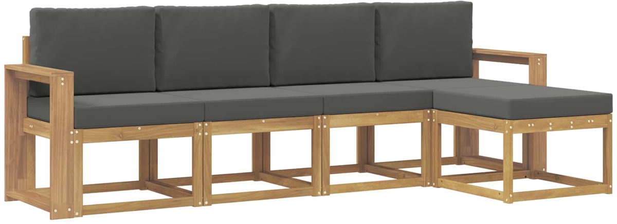 vidaXL Buiten - bank - set - 5 - st - 5-zits - Wit - en - antracietkleurig Wit en antracietkleurig