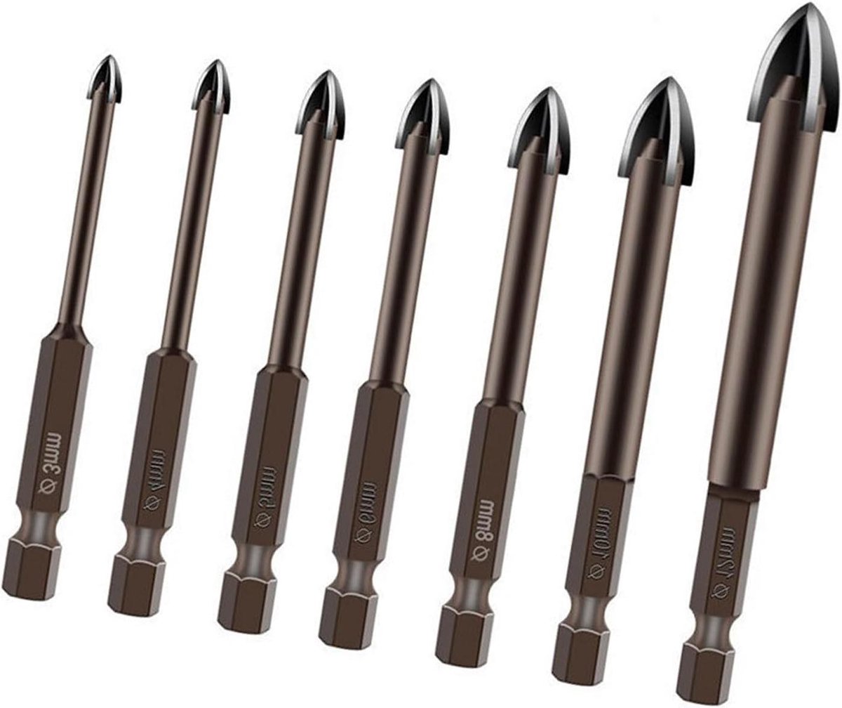 Boor Set - Glasboor Keramiekboor - Nauwkeurig Boren - Antislip Zeskant Schacht - 7 Delig - Zilver