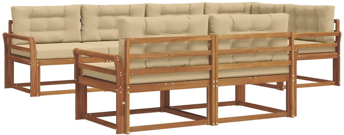 vidaXL Buiten - bank - set - 8 - st - 7-zits - Natuurlijk - en - Beige Natuurlijk en Beige
